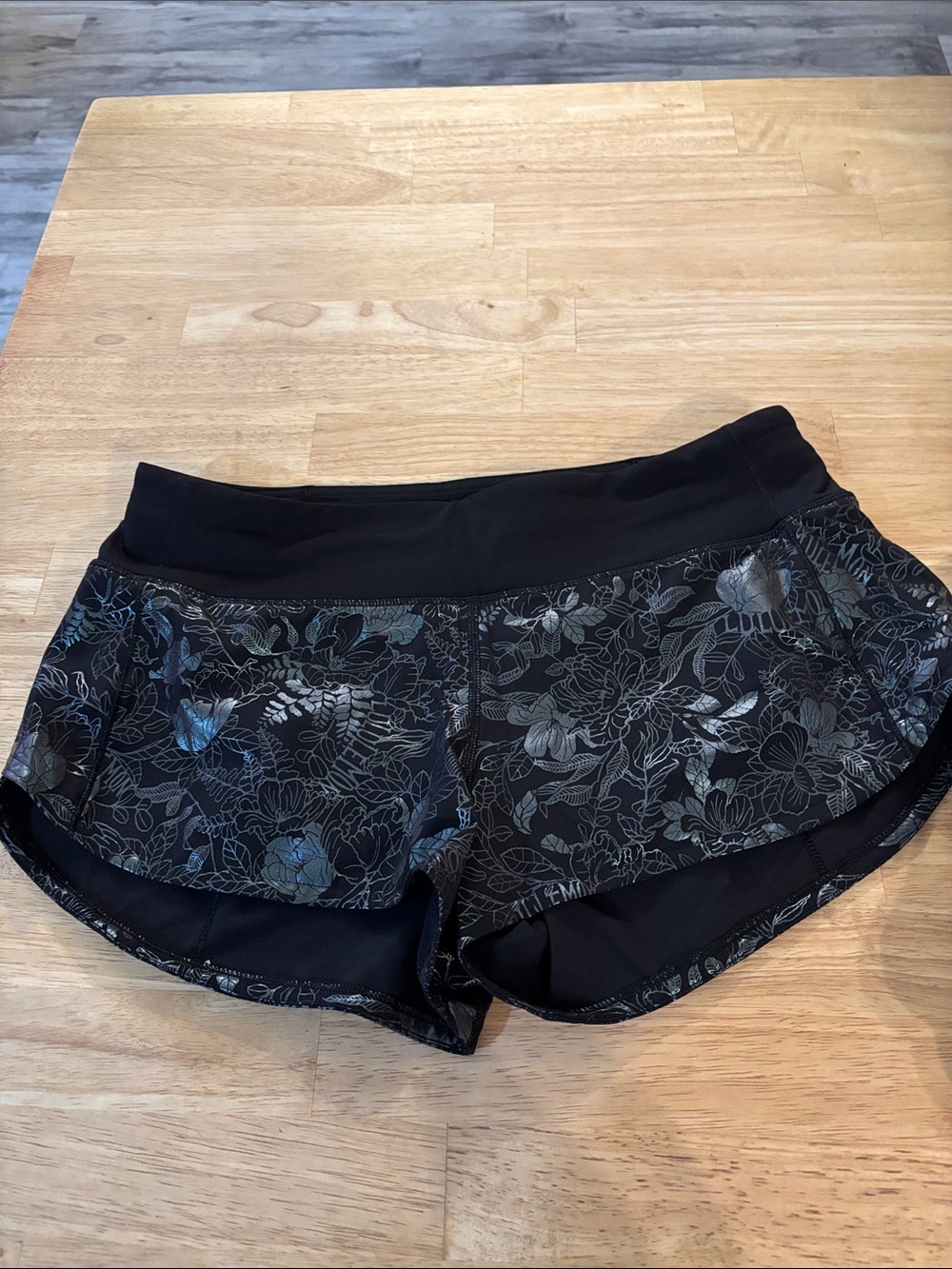lululemon athletica Black Floral Print Athletic Shorts